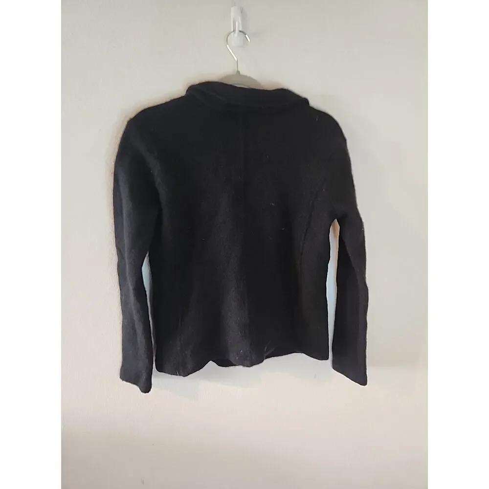 Vtg MICHAEL KORS Blazer Womens Size Small Black 100% Wool Black Y2k 2 Button